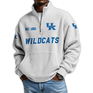 Wildcats Football Est 1881 Waffle Stand Collar Half Zip Sweatshirt 4 Wildcats Football Est 1881 Waffle Stand Collar Half Zip Sweatshirt4
