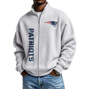 Patriots Football Waffle Zip Up Sweatshirt1