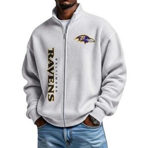 Ravens Football Waffle Zip Up Sweatshirt1