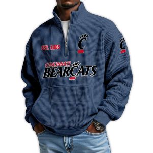 Bearcats Football Est 1885 Waffle Stand Collar Half Zip Sweatshirt 4 Bearcats Football Est 1885 Waffle Stand Collar Half Zip Sweatshirt4