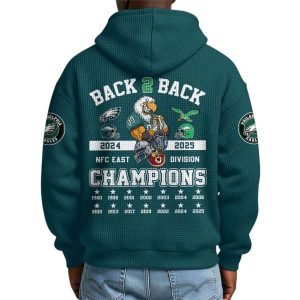 Eagles 2025 NFC East Division Champions Quarter Zip Waffle Hoodie2