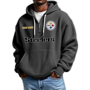 2025 Personalized Steelers Quarter Zip Waffle Hoodie
