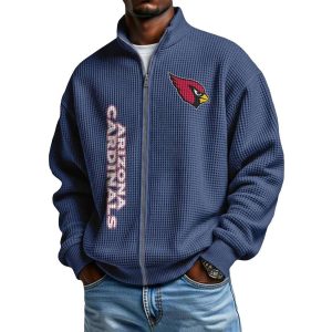 Cardinals Football Waffle Zip Up Sweatshirt3