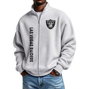 Raiders Football Waffle Zip Up Sweatshirt1