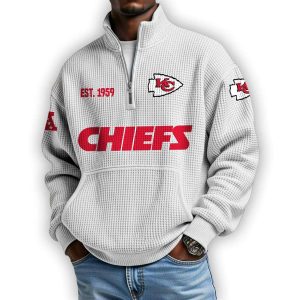 Chiefs Est 1959 Waffle Stand Collar Half Zip Sweatshirt4