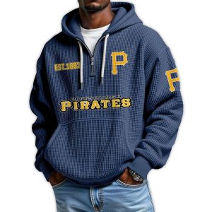 Pirates Est 1882 Quarter Zip Waffle Hoodie3