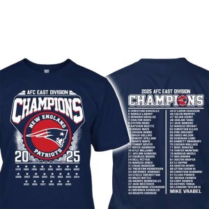 2025 Patriots Afc East Division Champs Two Sided Shirt