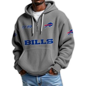 Bills Est 1959 Quarter Zip Waffle Hoodie3