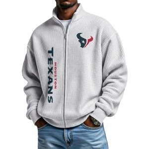 Texans Football Waffle Zip Up Sweatshirt1