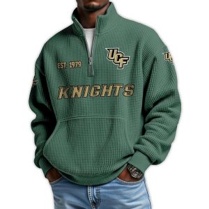 Knights Football Est 1979 Waffle Stand Collar Half Zip Sweatshirt1
