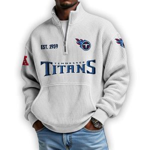 Titans Est 1959 Waffle Stand Collar Half Zip Sweatshirt4