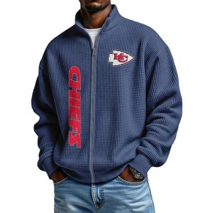 Chiefs Football Waffle Zip Up Sweatshirt3