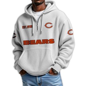 Bears Est 1920 Quarter Zip Waffle Hoodie4