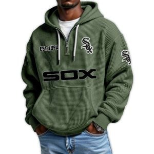 White Sox Est 1894 Quarter Zip Waffle Hoodie2