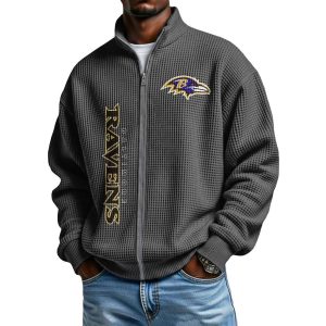 Ravens Football Waffle Zip Up Sweatshirt