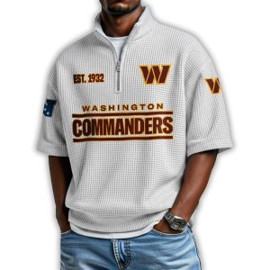Commanders Est 1932 Waffle Stand Collar Half Zip Polo Shirt4
