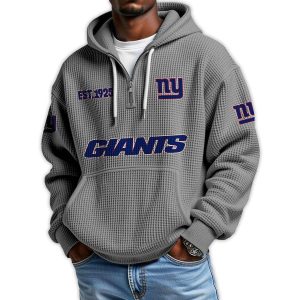 Giants Est 1925 Quarter Zip Waffle Hoodie3