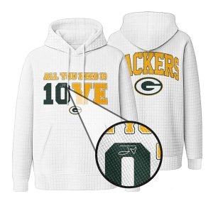 Packers All You Need Is LOVE 10 Signature Waffle Hoodie5