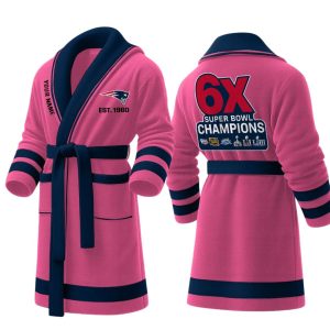 Personalized Patriots Est 1960 6X SB Champions Fleece Bathrobe2