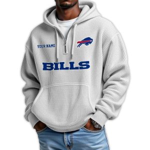 2025 Personalized Bills Quarter Zip Waffle Hoodie1