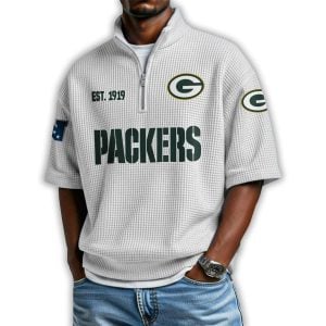 Packers Est 1919 Waffle Stand Collar Half Zip Polo Shirt 4 Packers Est 1919 Waffle Stand Collar Half Zip Polo Shirt4