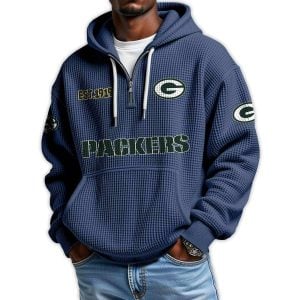 Packers Est 1919 Quarter Zip Waffle Hoodie3