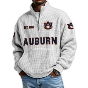 Auburn Football Est 1892 Waffle Stand Collar Half Zip Sweatshirt4