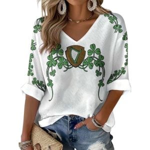 Women’s The Green Army Ireland Rugby Lover Printed Waffle Tops