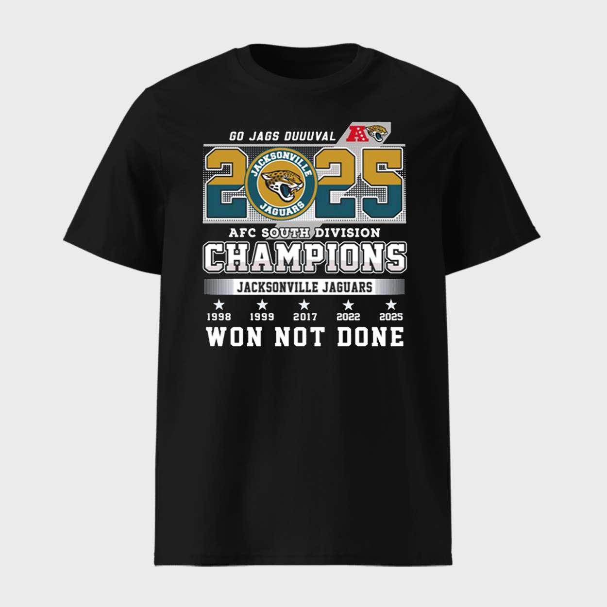 2025 Jaguars AFC South Champs GO JAGS DUUUVAL Shirt 2025 Jaguars AFC South Champs GO JAGS DUUUVAL Shirt