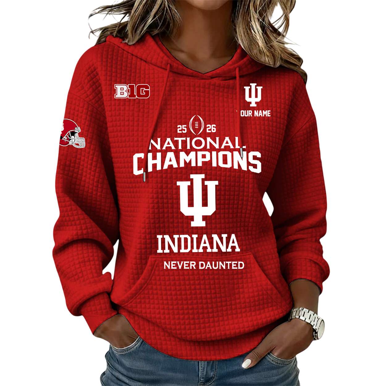 2026 Indiana University CFP National Champions Waffle Hoodie 2026 Indiana University CFP National Champions Waffle Hoodie