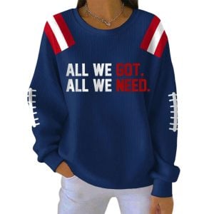 Patriots All We Got All We Need Pit Striped Sweatshirt