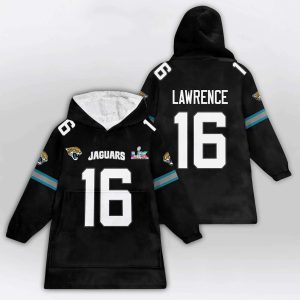Trevor Lawrence 16 Jacksonville Football SB LX Blanket Hoodie