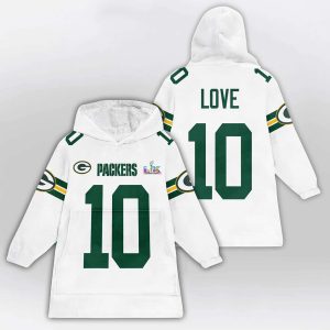 Jordan Love 10 Packers SB LX Blanket Hoodie4