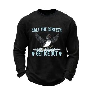 Mens Minnesota Loon Salt the Streets Get ICE Out Waffle Long Sleeve T Shirt2