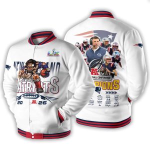 2026 NE Patriots AFC Champions Baseball Jacket1