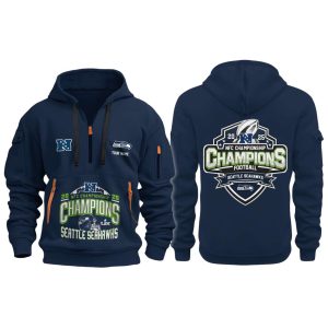 Seahawks 2025 NFC Conference Champions Quarter Zip Hoodie1