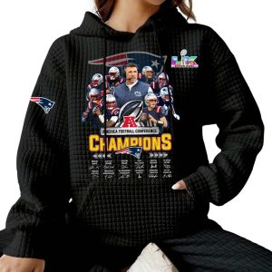 2026 NE Patriots AFC Champions Signature Waffle Hoodie2