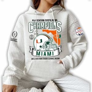 2026 Miami Hurricanes Fiesta Bowl Champions Waffle Hoodie 2 2026 Miami Hurricanes Fiesta Bowl Champions Waffle Hoodie2
