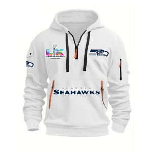 Seahawks SBowl 2026 Hoodie Half Zipper