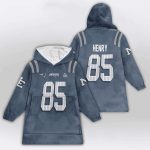 Hunter Henry Patriots SB LX Rivalries Storm Blue Blanket Hoodie