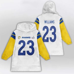 Kyren Williams 23 Rams SB LX Blanket Hoodie3