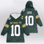 Jordan Love 10 Packers SB LX Blanket Hoodie