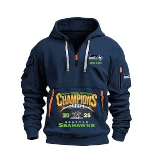 2025 Seahawks NFC Champions Hoodie Half Zipper