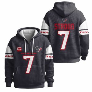 Captain CJ Stroud 7 Texans Quarter Zip Waffle Hoodie