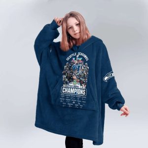 Seattle Football SB LX Champions Blanket Hoodie2