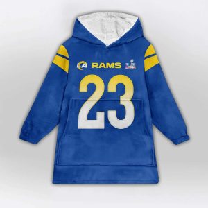 Kyren Williams 23 Rams SB LX Blanket Hoodie1