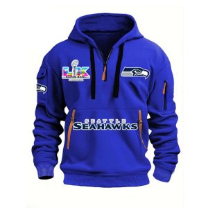 Seahawks SBowl 2026 Hoodie Half Zipper1