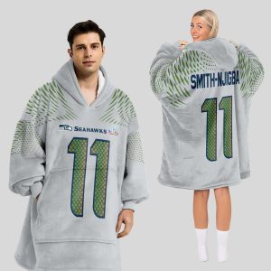 Jaxon Smith Njigba 11 Seahawks SB LX Rivalries Blanket Hoodie3