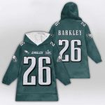 Saquon Barkley 26 Philadelphia Football SB LX Blanket Hoodie