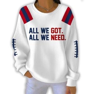 Patriots All We Got All We Need Pit Striped Sweatshirt2